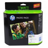 HP Genuine CG849AA 02 Photo Pack BK,C,M,Y,LC,LM + 120 Sheets 6X4 Photo Paper